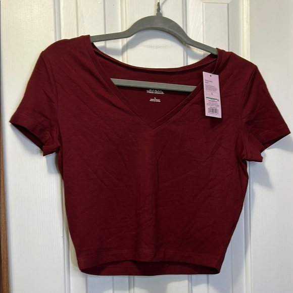 wild fable Tops - Wild Fable Red Crop T-Shirt Fitted Style
